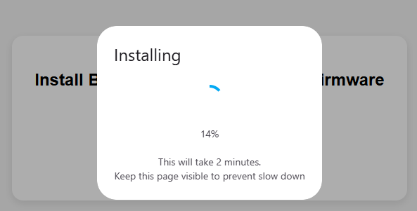 Fortschritt waehrend der Installation